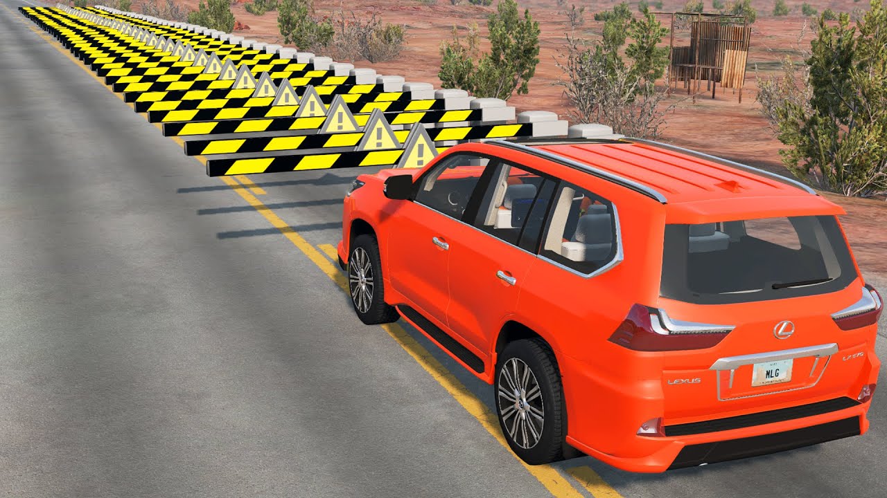 Cars vs Numerous Road Barriers | BeamNG Drive