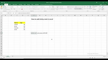 How to add sticky note in excel
