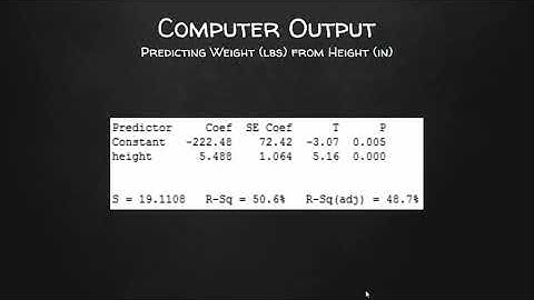 LSRL   Statistics and Computer Output