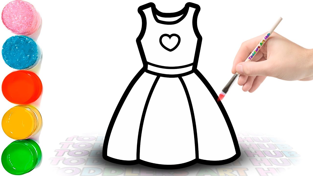 how to draw a party dress Beautiful party wear dress easy drawing for beginners