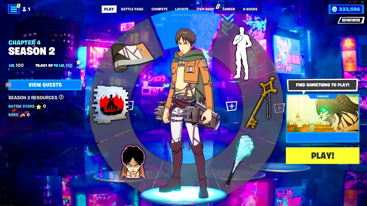 All Attack on Titan Fortnite Skins, Emotes, and Items YouTube