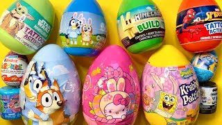Asmr unboxing eggs! Hello Kitty, SpongeBob, Bluey, Minecraft, kinder egg, Star Wars