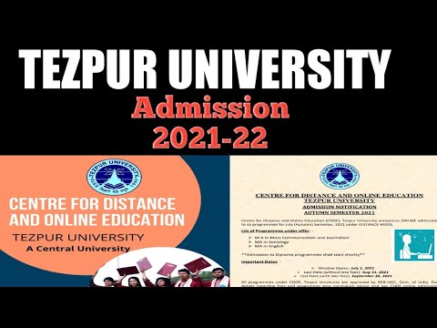 Tezpur University Admission-2021 Centre For Distance And Online Education Form Fill Up Start