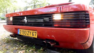 Idle sound of the great engine v12 390hp, 490nm.1,506 kg (3,320.2 lb)
ferrari testarossa (type f110), rear mid-engine sports car
(1984-1991), 2-door berlinet...