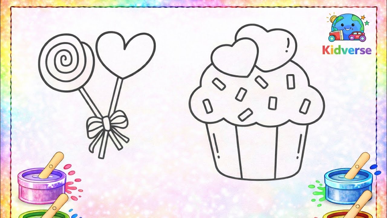 Cute Lollipop & Cupcake Coloring for Kids 🍭🧁🎨