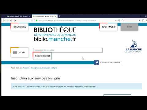 Connexion aux services en ligne sur le site biblio.manche.fr