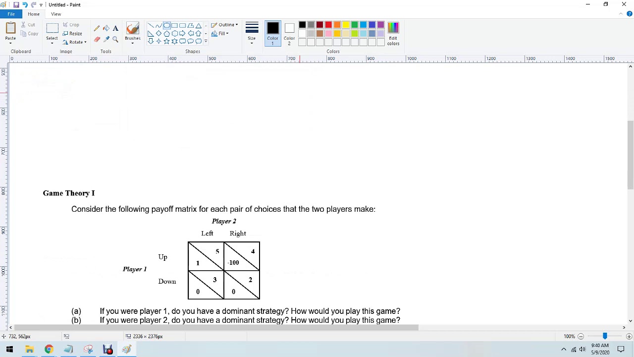Game Theory Payoff Matrix Nash Eq examples