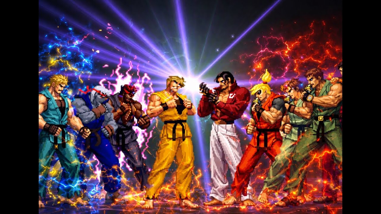 [KOF Mugen] Super Ryo, OG Ryu, Evil Ryu, Ryo vs Super Robert, Dragon Ken, Ken, Robert [ 4vs4 ]