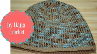Tunisian crochet hat in the roundby Oana