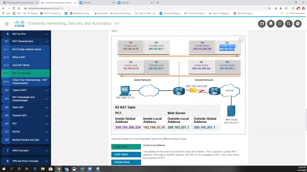 CCNAv7 ENSA Module 6 NAT for IPv4 lecture