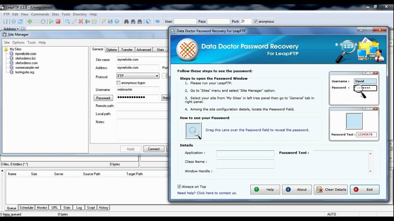 Free Password Recovery Software For LeapFTP FTP File Transfer Protocol To Recover Deleted Passwords
