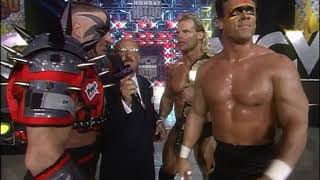 WCW Tag Team Champs Sting & Lex Luger promo with The Road Warriors. Sting is angry with Luger! (WCW)