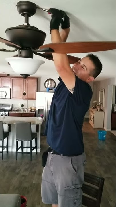 How to remove a Hampton Bay Ceiling Fan - YouTube