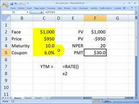 Frm How To Get Yield To Maturity Ytm With Excel Ti Ba Ii Youtube