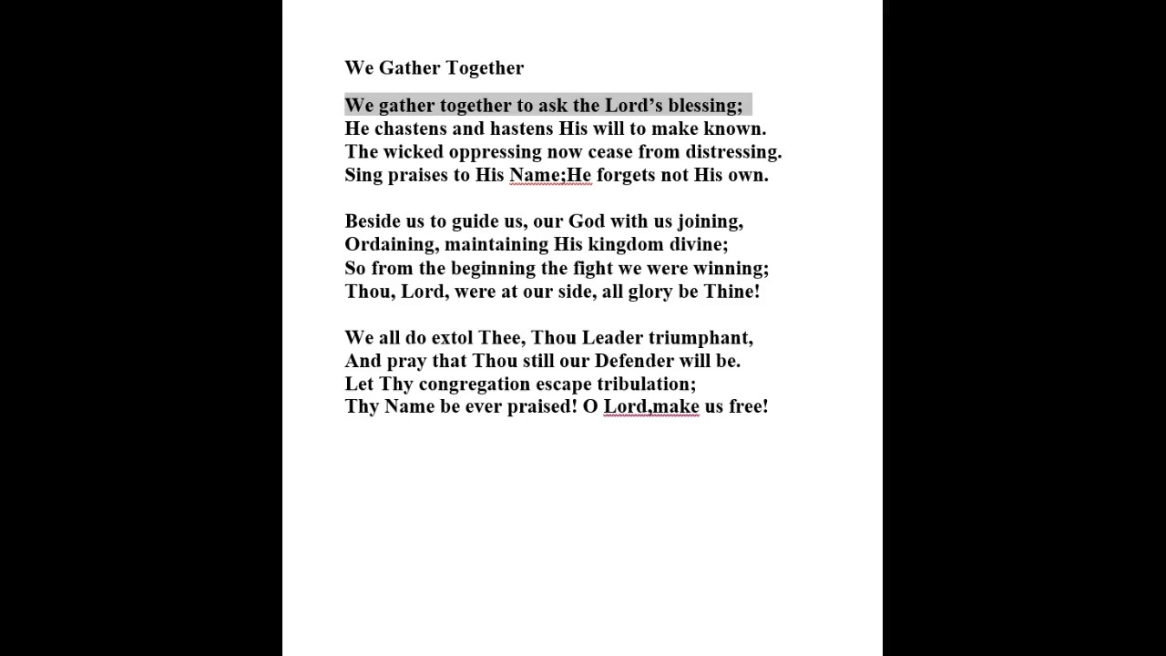 We Gather Together YouTube