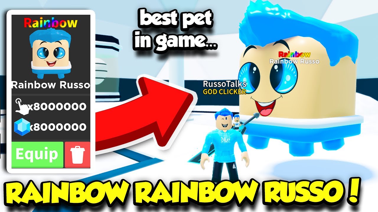 I Spent 40 000 Robux To Get A Rainbow Rainbow Russo Pet In Tapping Mania Roblox Youtube - robux manai