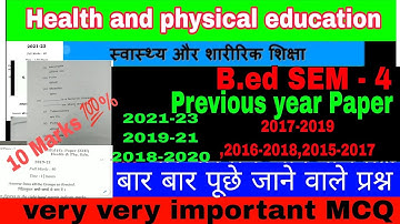 #bbmku b.ed SEM 4 Health and physical education important MCQ previous year question paper v.v.i🎇