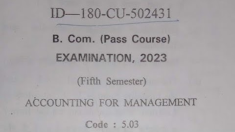 accounting for management question paper 2023 bcom fifth semester Gurugram University previous year