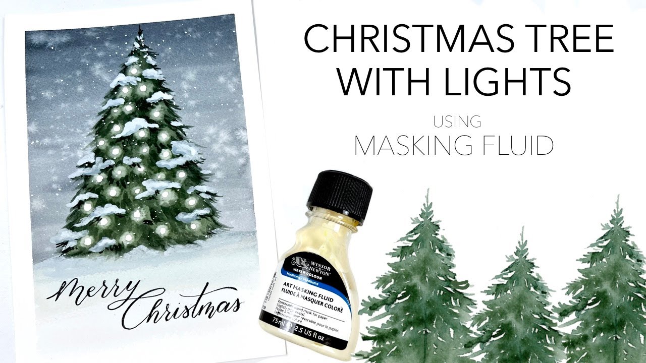 Christmas Tree With Lights Using Masking Fluid - YouTube
