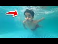 تحدي الغوص تحت الماء تعلم مهارات السباحة 