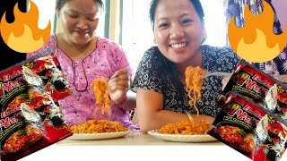 2x Spicy Korean noodles challenge with my sister in low🔥🔥