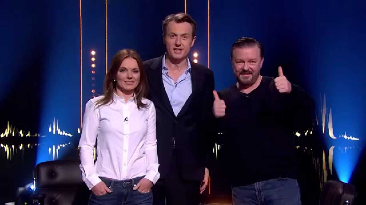 Geri Halliwell Ricky Gervais And Fredrik Skavlan Recording A Trailer Svt Nrk Skavlan Youtube