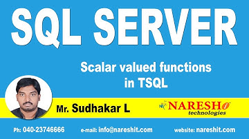 Scalar valued functions in TSQL Part-2 | SQL Server | MSSQL Training | By Mr.Sudhakar L