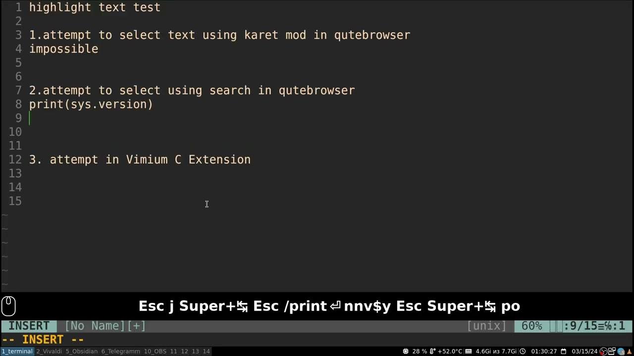 test highlight text in qutebrowser and Vimium C Extension YouTube