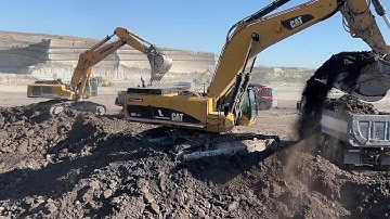 Caterpillar 385C And Liebherr 964 Excavators Loading Trucks - Sotiriadis/Labrianidis Mining Works