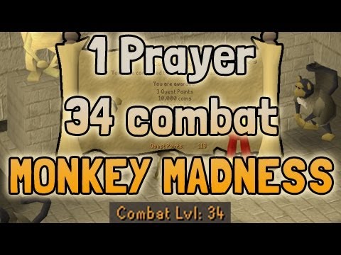 1 Prayer, 34 Combat - Monkey Madness DONE - How did I do it? Runescape 2007