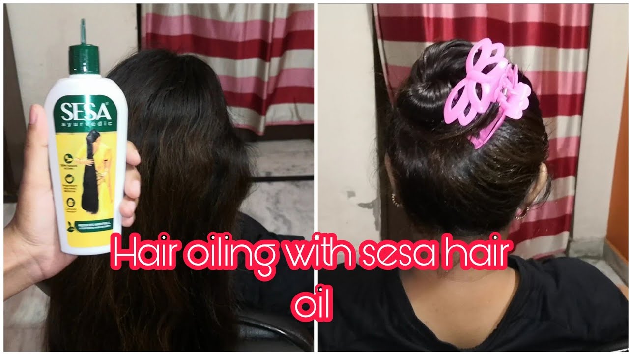 How to hair oiling with sesa hair oil and make sleek tight bun hairschool YouTube