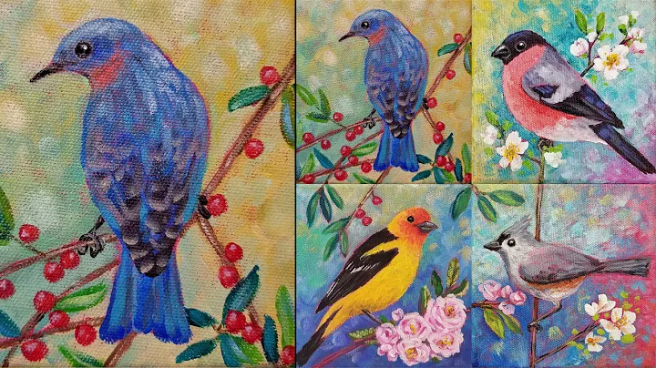 Easy Bluebird Acrylic Painting Tutorial LIVE Songb...