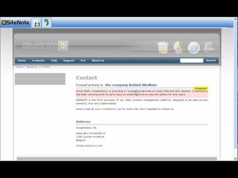 SiteNOTE CMS by Crossfactory - Basic website edition demo using XMLeditor