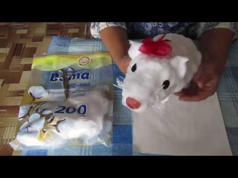 РУБРИКА" СДЕЛАЙ САМ" поделка из ваты. Символ 2020 года - белая крыса