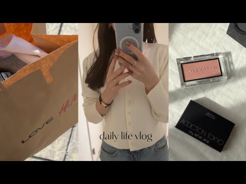 vlog |お財布の紐が緩む春の日常4日間🌸|春服購入品(h&m,basement)|newコスメ|SoupStockランチ|在宅勤務と出社の日