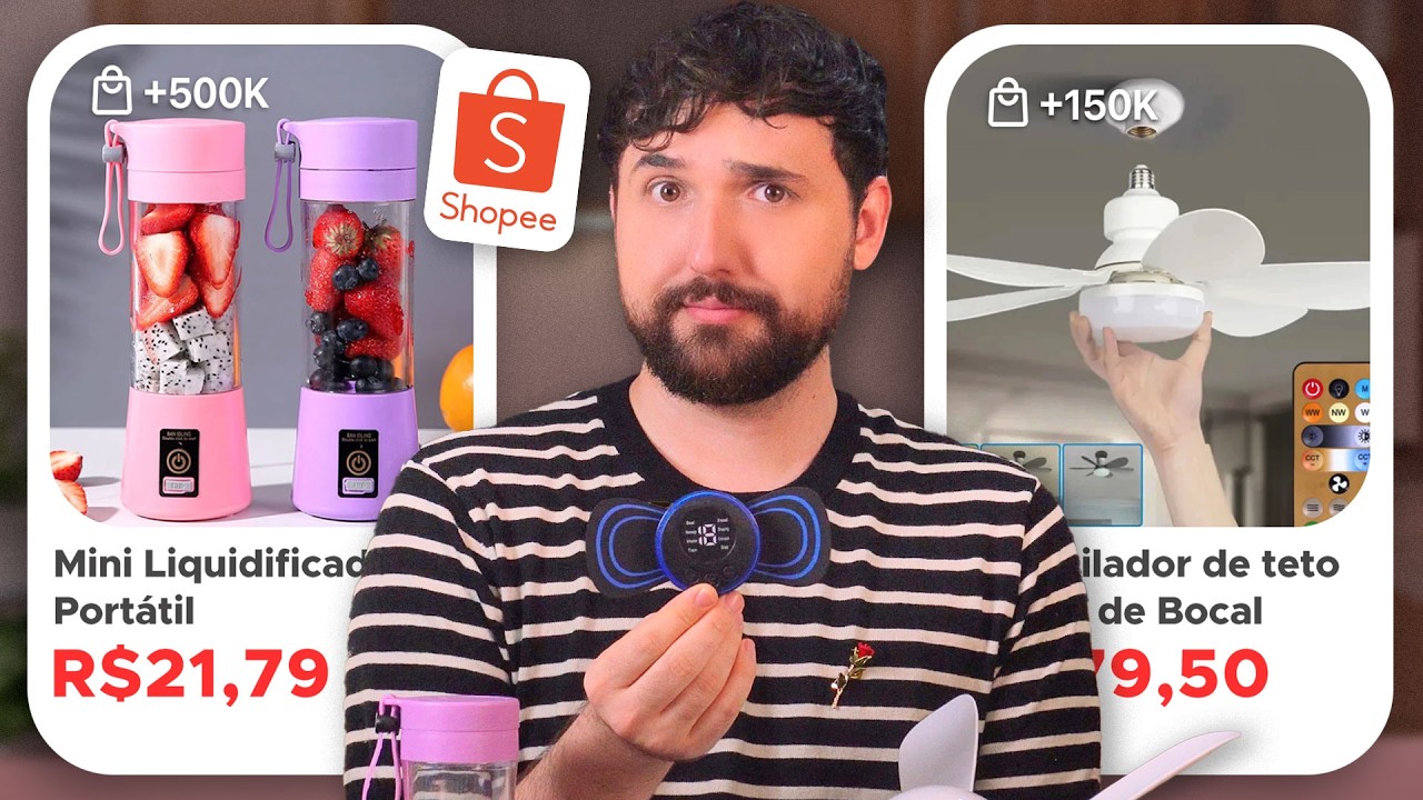 😱 OS PRODUTOS MAIS VENDIDOS DA SHOPEE | Testei Ventilador de Teto, Massageador e Mini Liquidificador