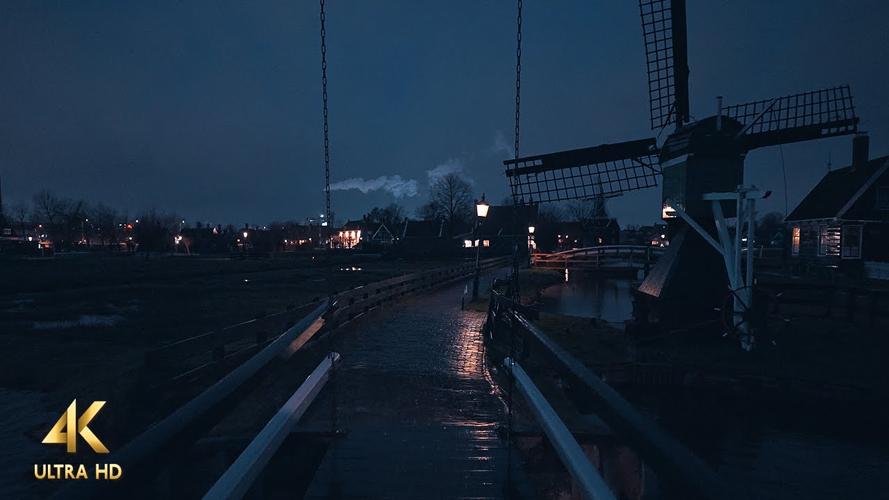 Enchanting Evening Walk • Windmills at Zaanse Schans, Netherlands • 4K ASMR