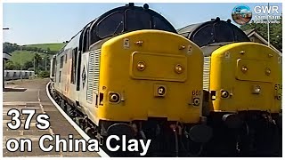 Class 37s on China Clay CDAs at Lostwithiel in the 1990s - HD Remaster