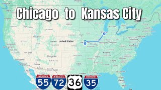 Chicago , Illinois to Kansas City , Missouri, USA interstate travel, I 55 , I 72 , I 35 #roadtrip