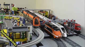LEGO Train Track Layout with 7 Foot MOC Bridge, Big Station and Custom Monorail!