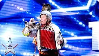 bill brookman is a one man band on stilts week 2 auditions