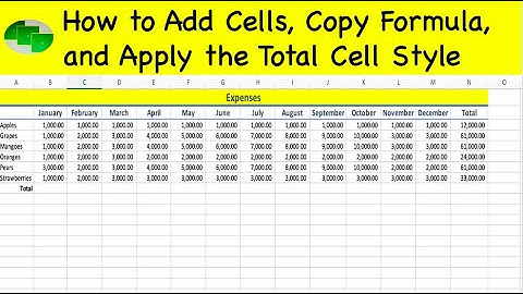How to Add Cells, Copy Formula, and Apply the Total Cell Style in Excel