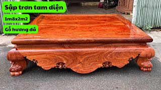 Bộ Sập Chân Quỳ Trơn Gỗ Hương Đá Tam Diện Đẹp - Nội Thất Nam Quỳnh