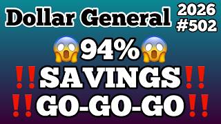2026#502😱Dollar General Couponing😱94% SAVINGS‼️GO-GO-GO‼️MUST WATCH👀👀
