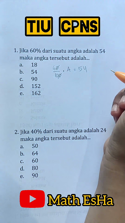 SOAL KUANTITATIF TES SKD TIU CPNS SOAL PERSENTASE MATEMATIKA DASAR Sering KELUAR