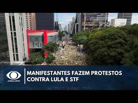 Manifestantes fazem protestos contra Lula e STF