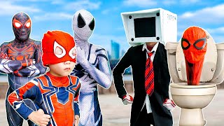TEAM SPIDER-MAN in REAL LIFE || KID SPIDER MAN Vs Fake Spider-man And Skibidi Toilet ( LIVE ACTION )