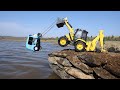 Auto rickshaw and truck accident biggest river pulling out jcb  eicher tractor  jcb truck  cs toy