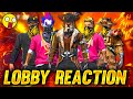 FREEFIRE -YOUTUBERS RARE LOOKS LOBBY REACTION || OP REACTION FROM LOBBY