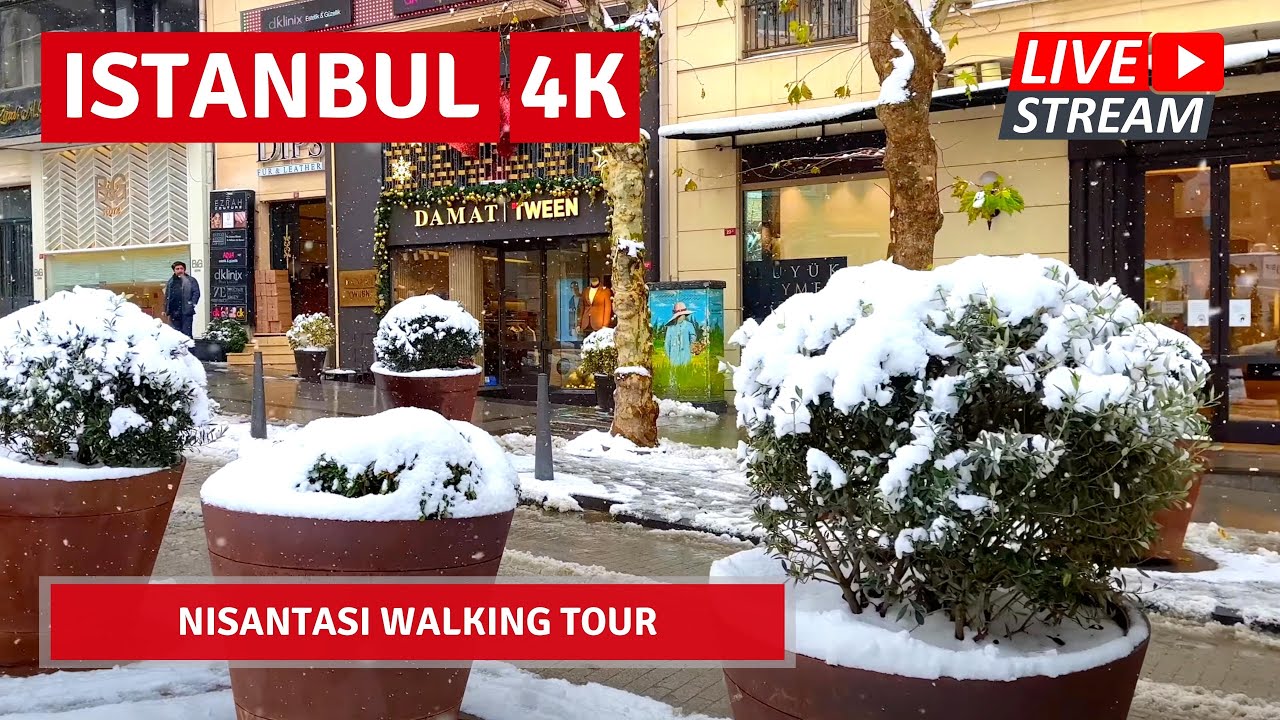 24 JAN 2022 ,Snow Day Of ISTANBUL Walking Tour Nisantasi|4k UHD 60fps